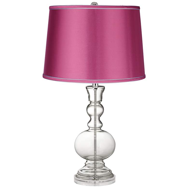 Image 1 Clear Fillable - Satin Pink Shade Apothecary Table Lamp