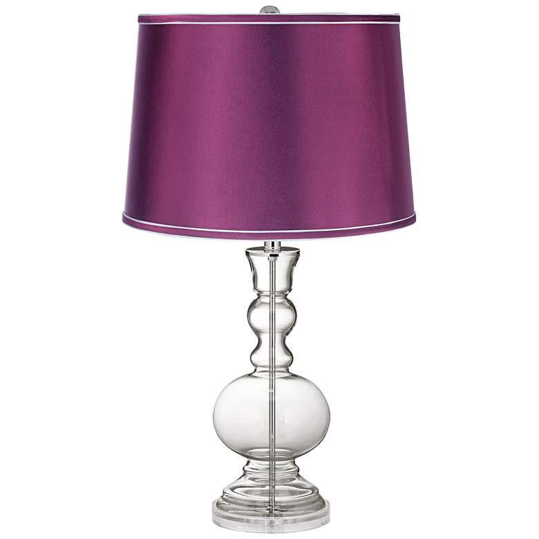 Image 1 Clear Fillable - Satin Plum Shade Apothecary Table Lamp