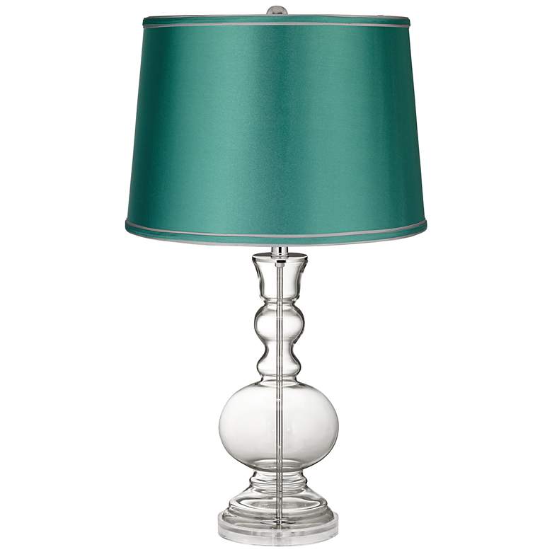 Image 1 Clear Fillable - Satin Sea Green Shade Apothecary Lamp