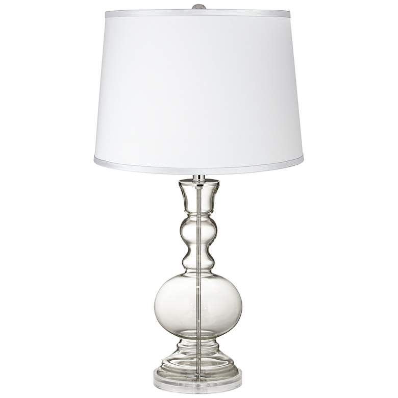 Image 1 Clear Fillable - Satin Silver White Shade Table Lamp