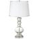 Clear Fillable - Satin Silver White Shade Table Lamp