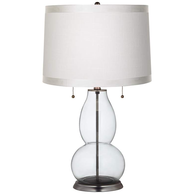Image 1 Clear Fillable White Drum Fulton Table Lamp