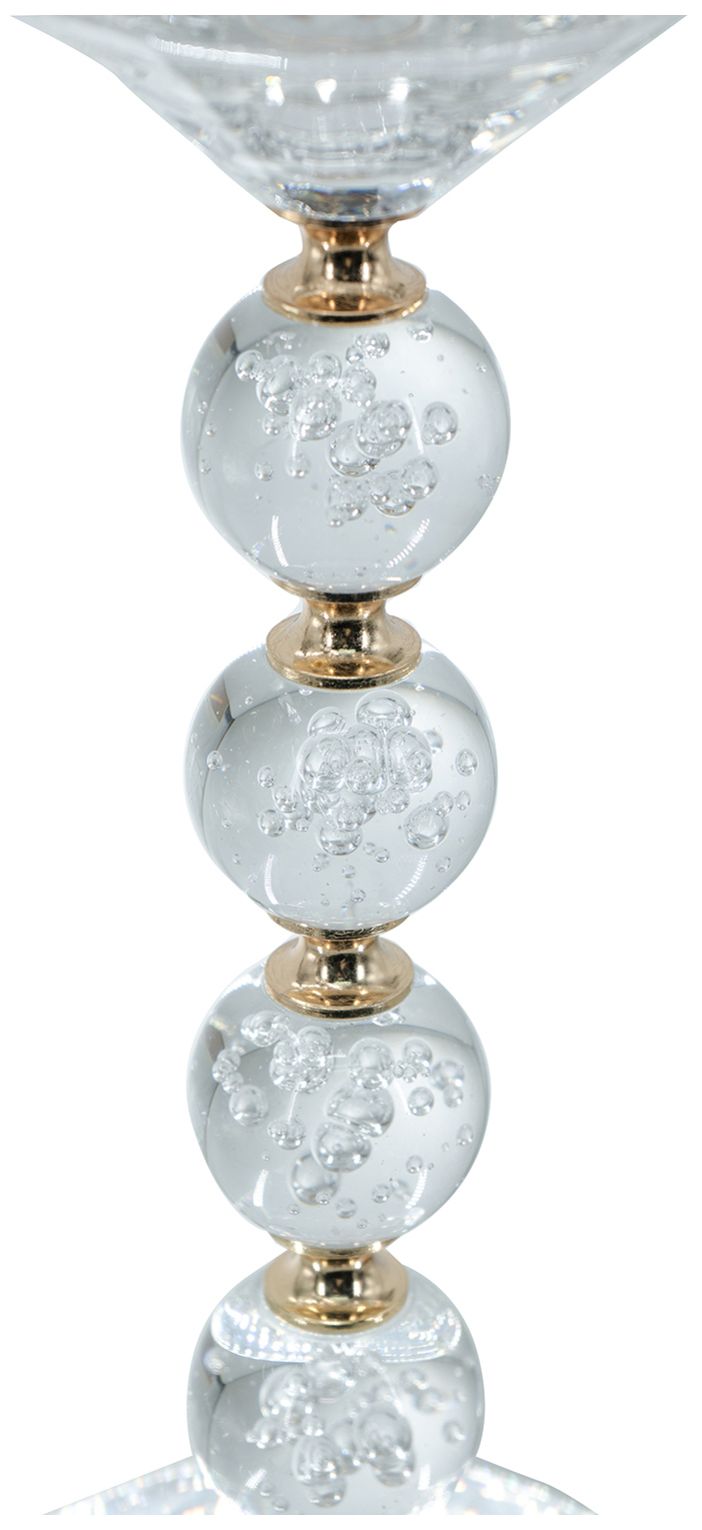 Image 3 Clear Glass 11" Pillar Candle Holder with Gold Alloy Accents more views