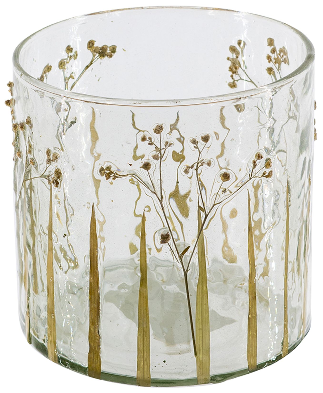 Image 3 Clear Glass 5" x 5" Votive Candle Holder Green Botanical more views
