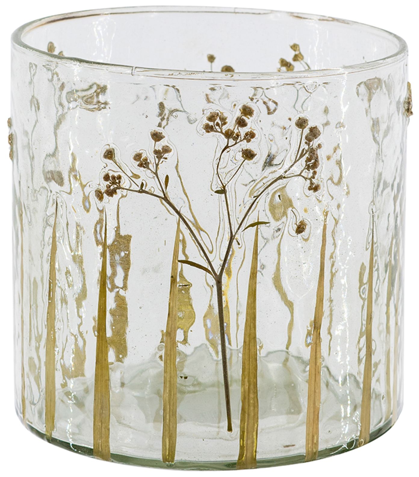 Image 4 Clear Glass 5" x 5" Votive Candle Holder Green Botanical more views
