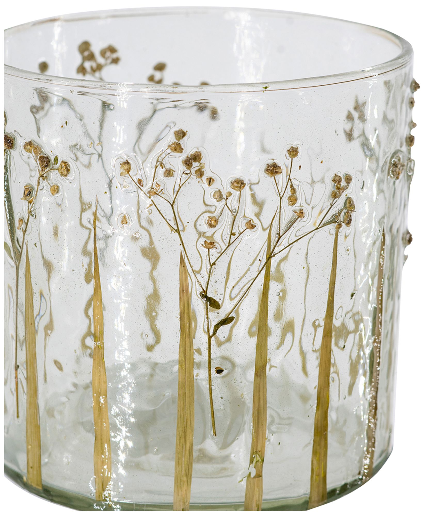 Image 5 Clear Glass 5" x 5" Votive Candle Holder Green Botanical more views