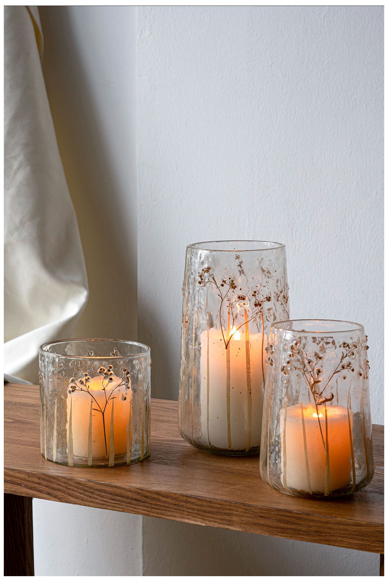 Clear Glass 5" x 5" Votive Candle Holder Green Botanical