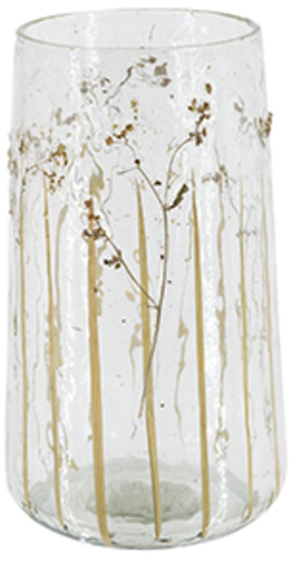 Image 2 Clear Glass 5" x 7" Votive Candle Holder Green Wildflower Design