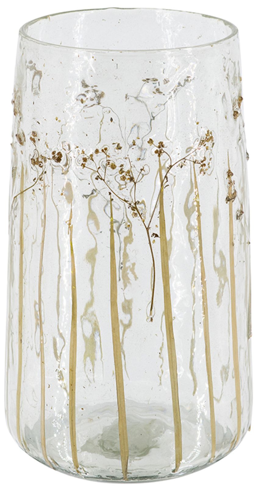 Image 3 Clear Glass 5" x 7" Votive Candle Holder Green Wildflower Design more views