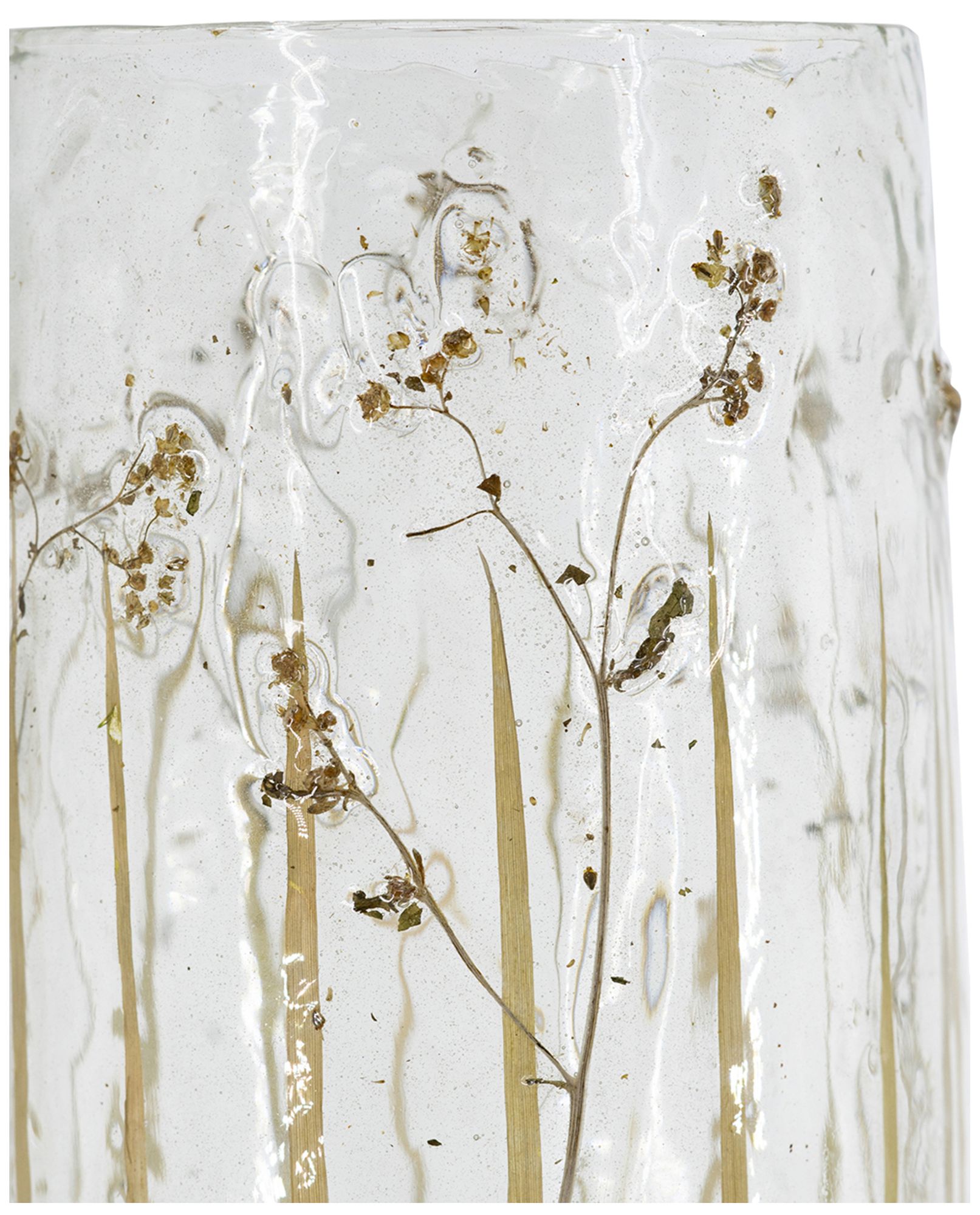 Image 4 Clear Glass 5" x 7" Votive Candle Holder Green Wildflower Design more views
