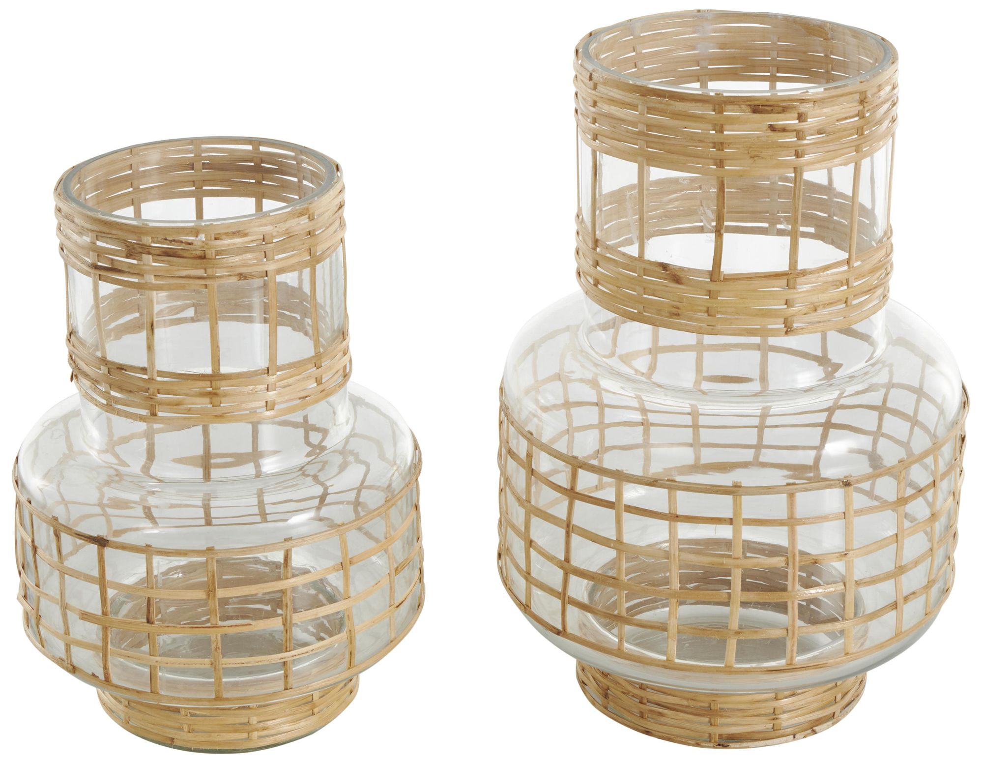 Image 2 Clear Glass Bohemian Vase, S/2 12", 9"H