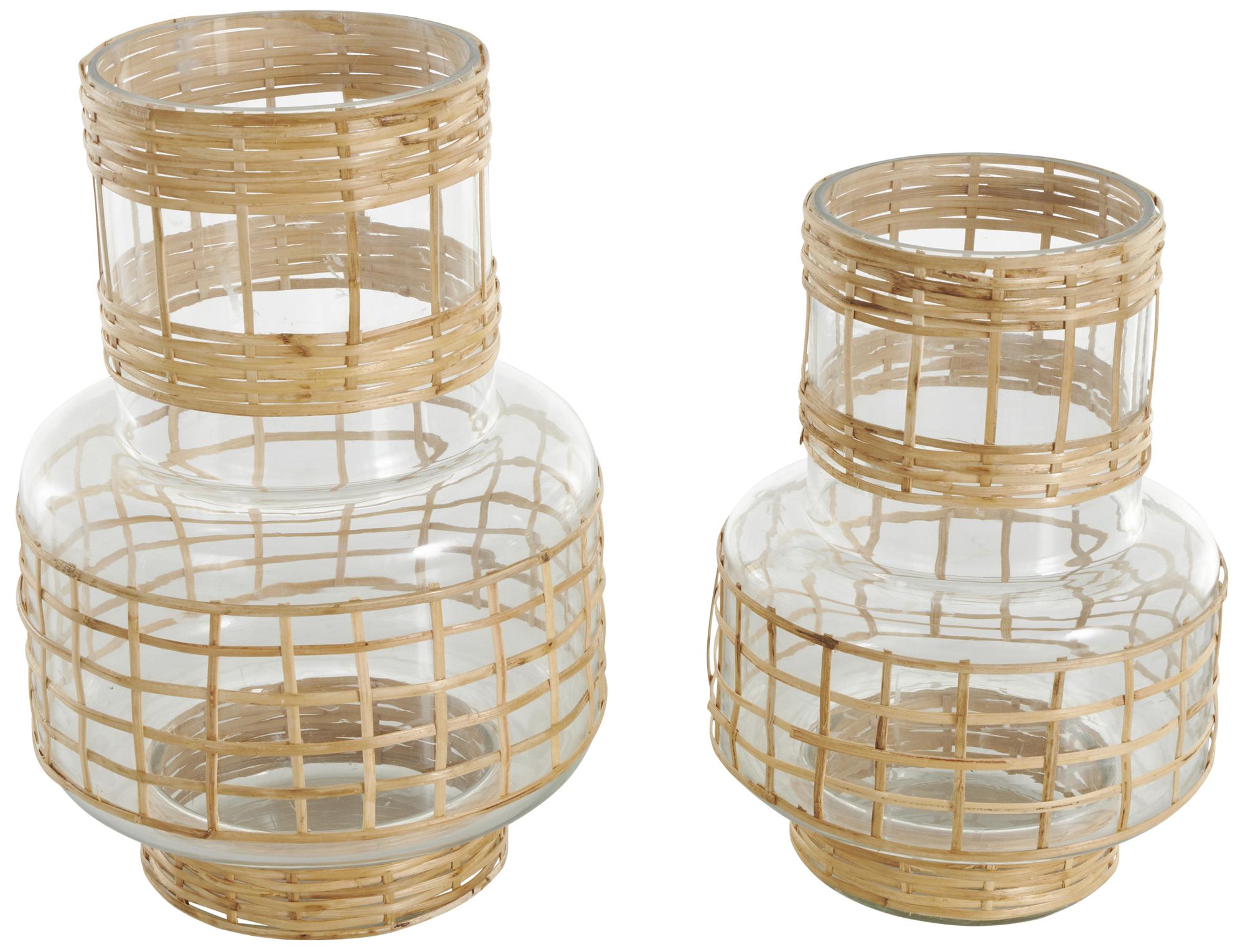 Image 5 Clear Glass Bohemian Vase, S/2 12", 9"H more views