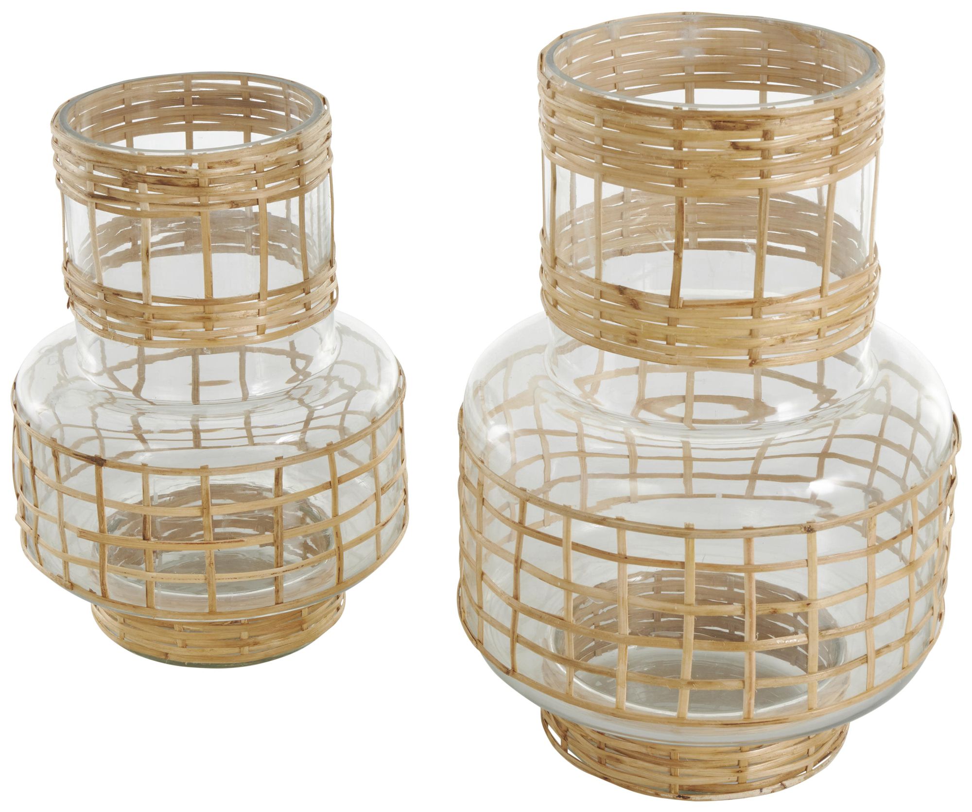 Image 6 Clear Glass Bohemian Vase, S/2 12", 9"H more views