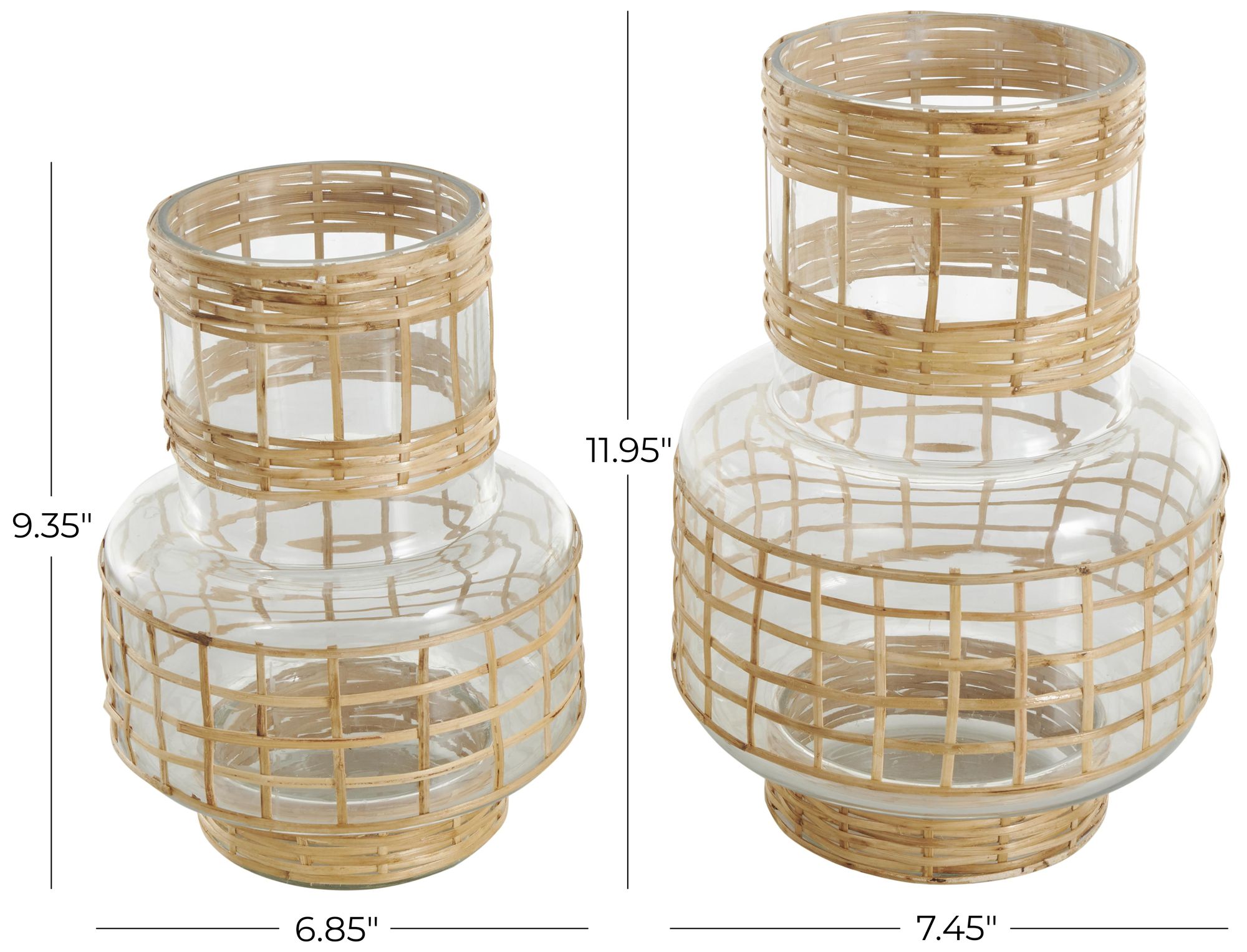 Image 7 Clear Glass Bohemian Vase, S/2 12", 9"H more views