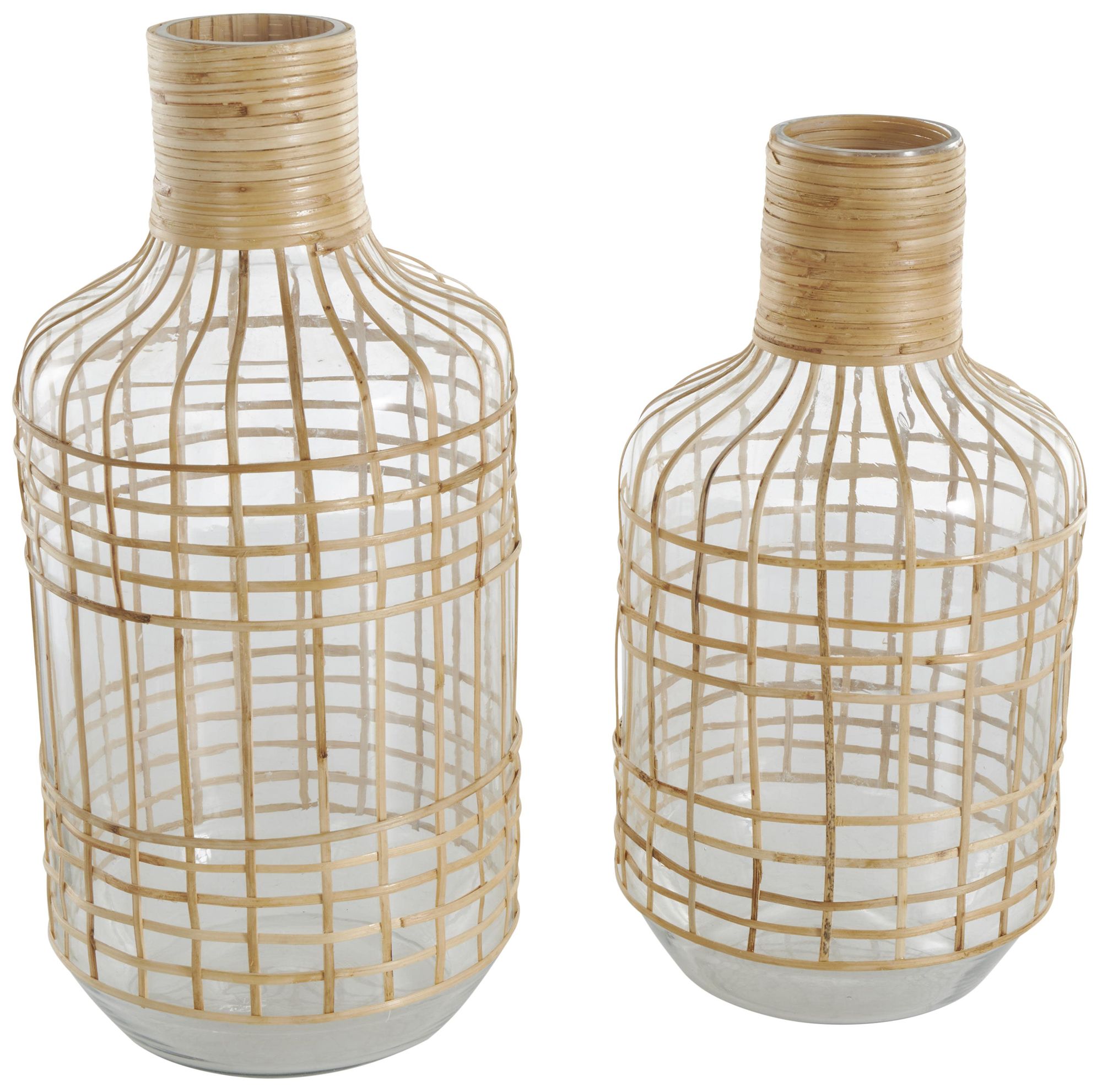 Image 5 Clear Glass Bohemian Vase, S/2 15", 13"H more views