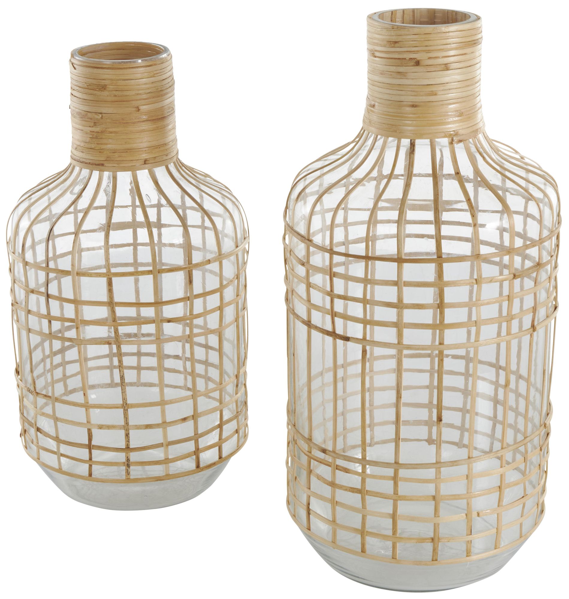 Image 6 Clear Glass Bohemian Vase, S/2 15", 13"H more views