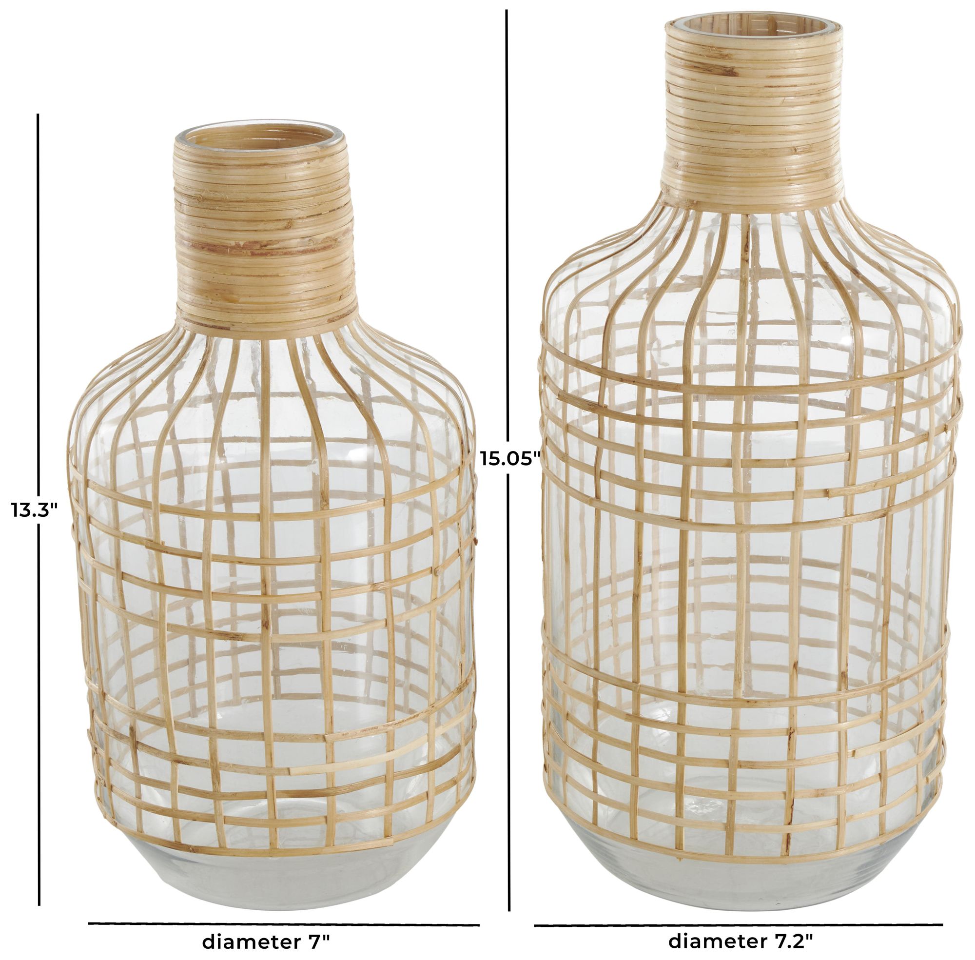 Image 7 Clear Glass Bohemian Vase, S/2 15", 13"H more views