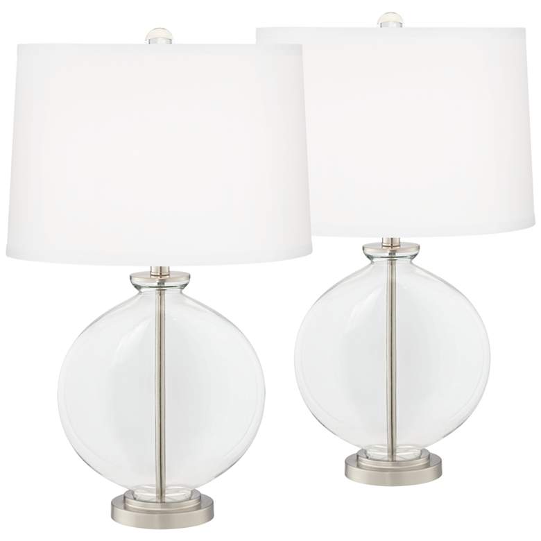 Image 2 Clear Glass Carrie Table Lamp Set of 2 with Dimmers