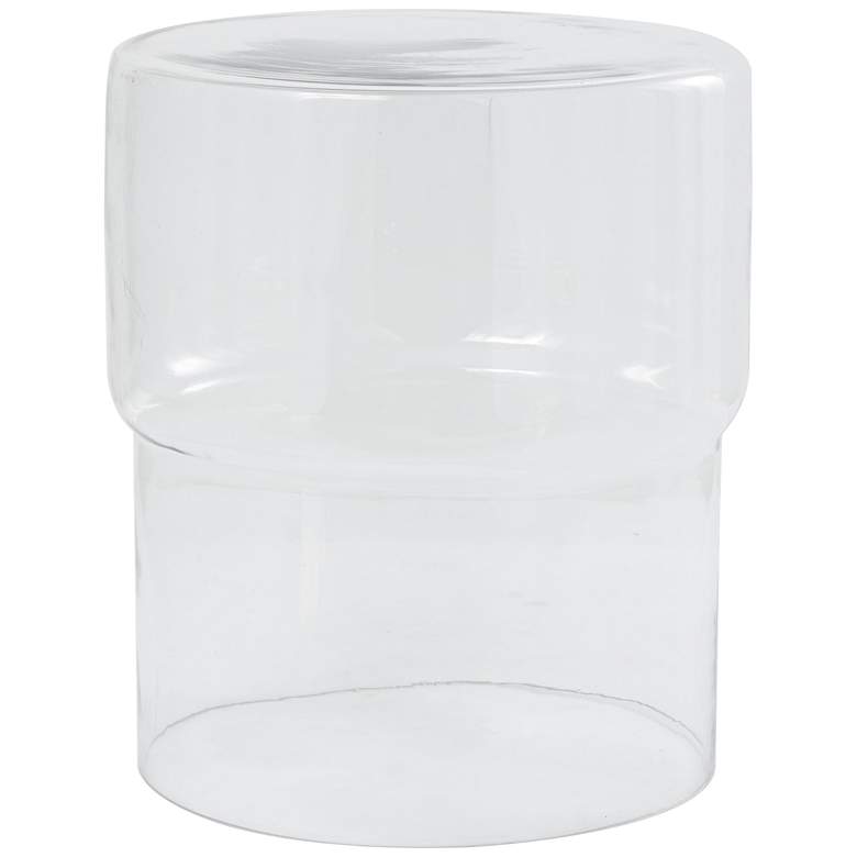 Image 1 Clear Glass Contemporary Accent Table, 16" x 16" x 19"