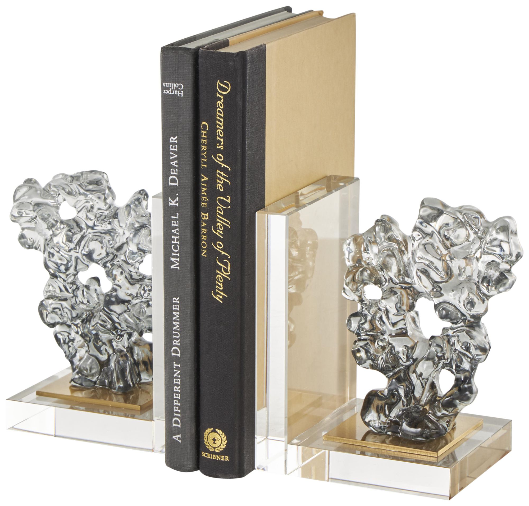 Image 2 Clear Glass Contemporary Bookends, S/2 5"W, 6"H