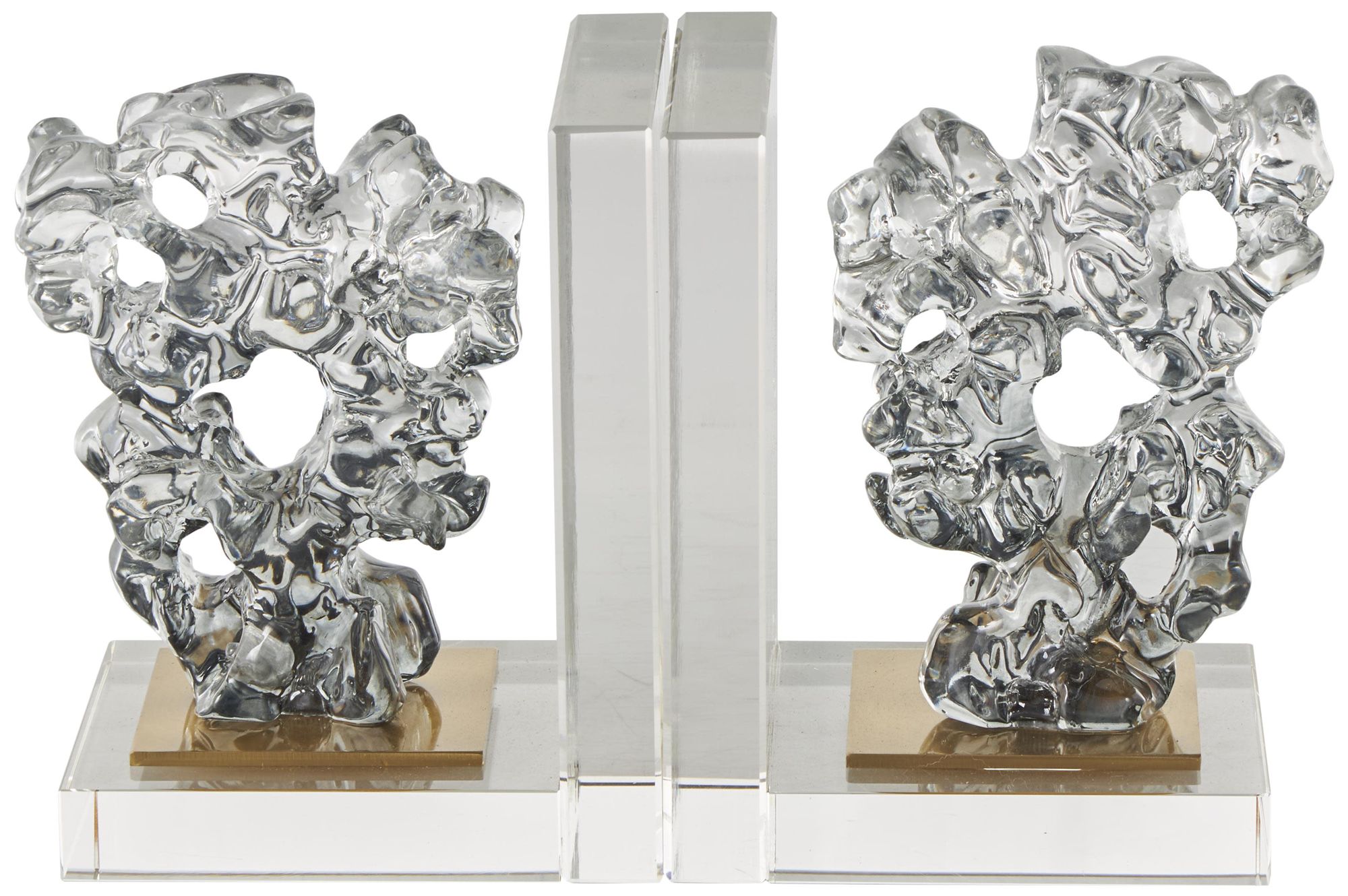 Image 6 Clear Glass Contemporary Bookends, S/2 5"W, 6"H more views