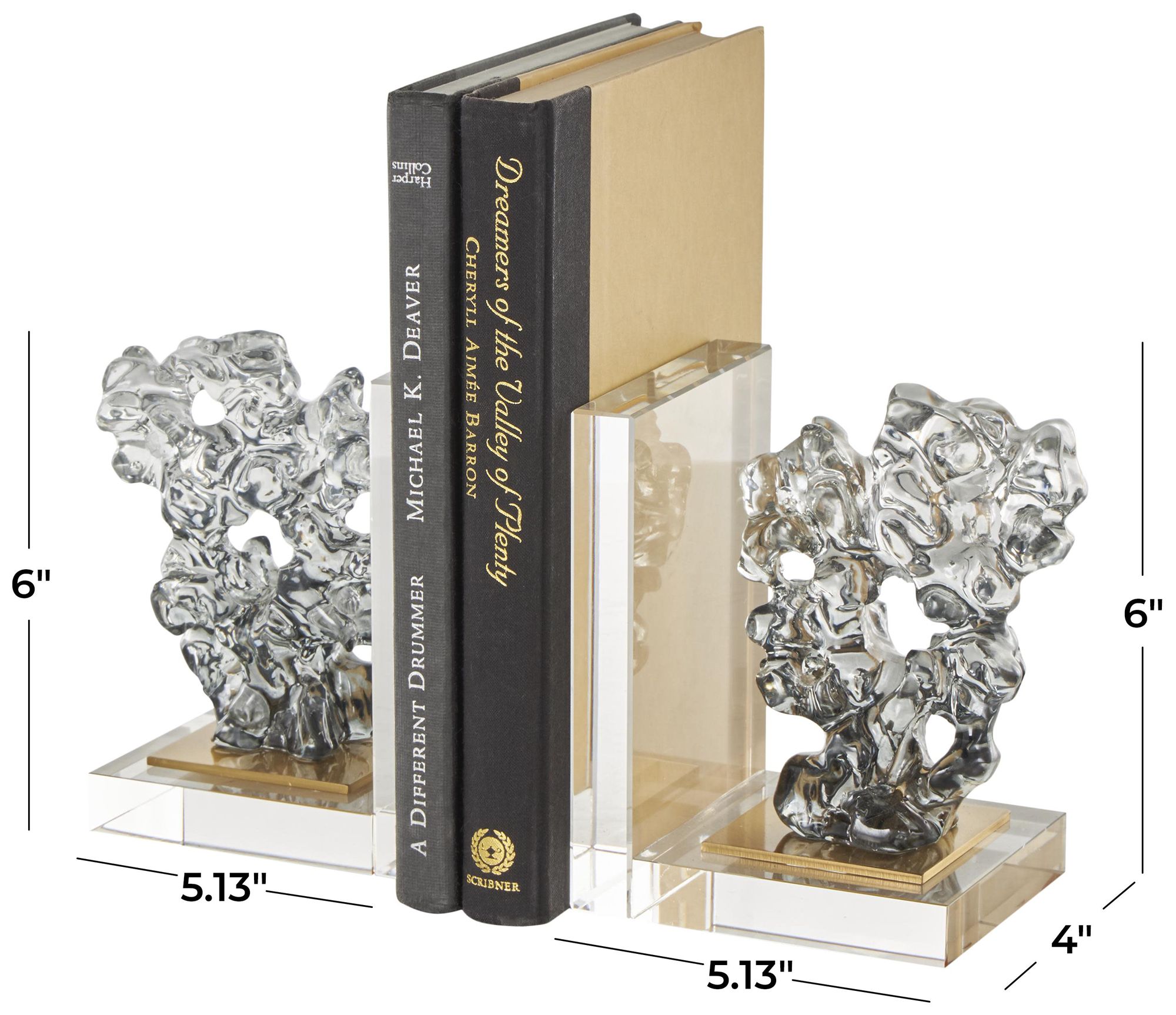 Image 7 Clear Glass Contemporary Bookends, S/2 5"W, 6"H more views