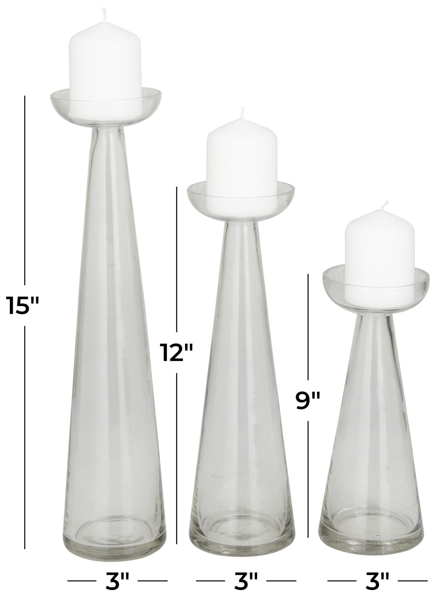 Image 7 Clear Glass Contemporary Candle Holder, more views