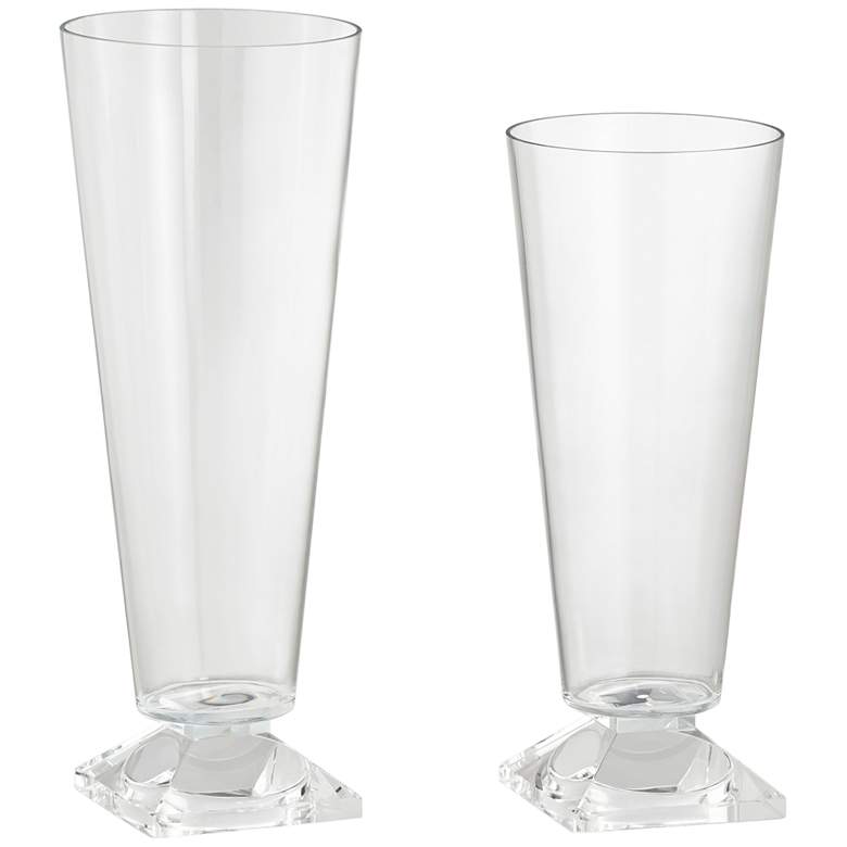 Image 2 Clear Glass Decorative Candle Holders or Vases - Set of 2