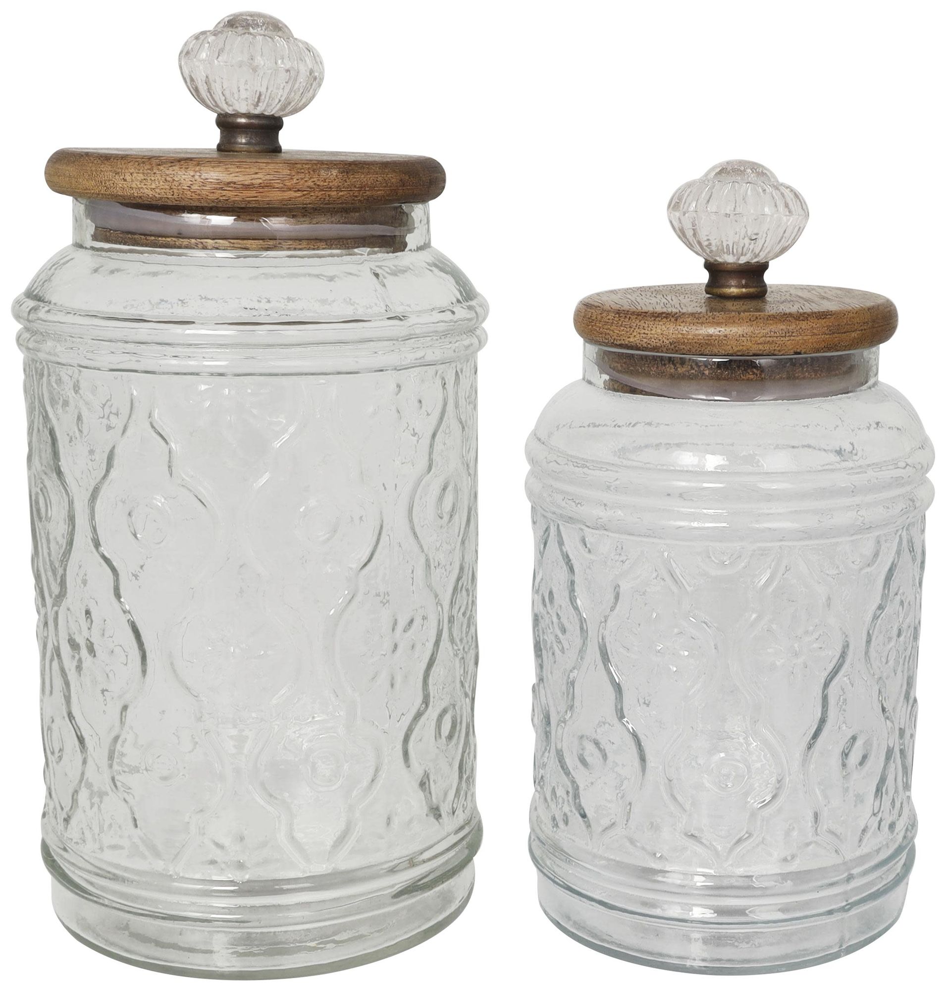 Image 5 Clear Glass Farmhouse Decorative Jars, S/2 9", 8"H more views
