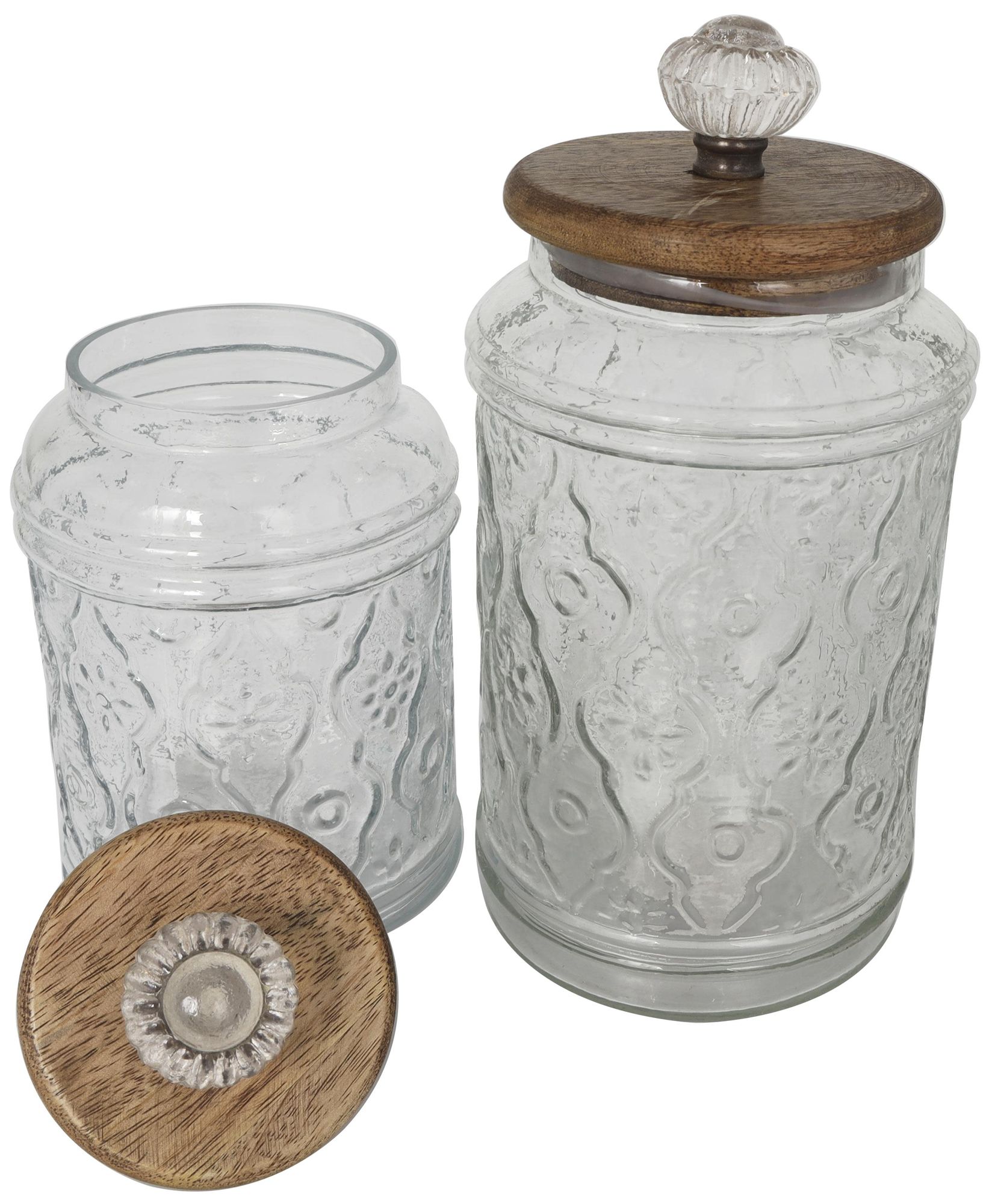 Image 6 Clear Glass Farmhouse Decorative Jars, S/2 9", 8"H more views