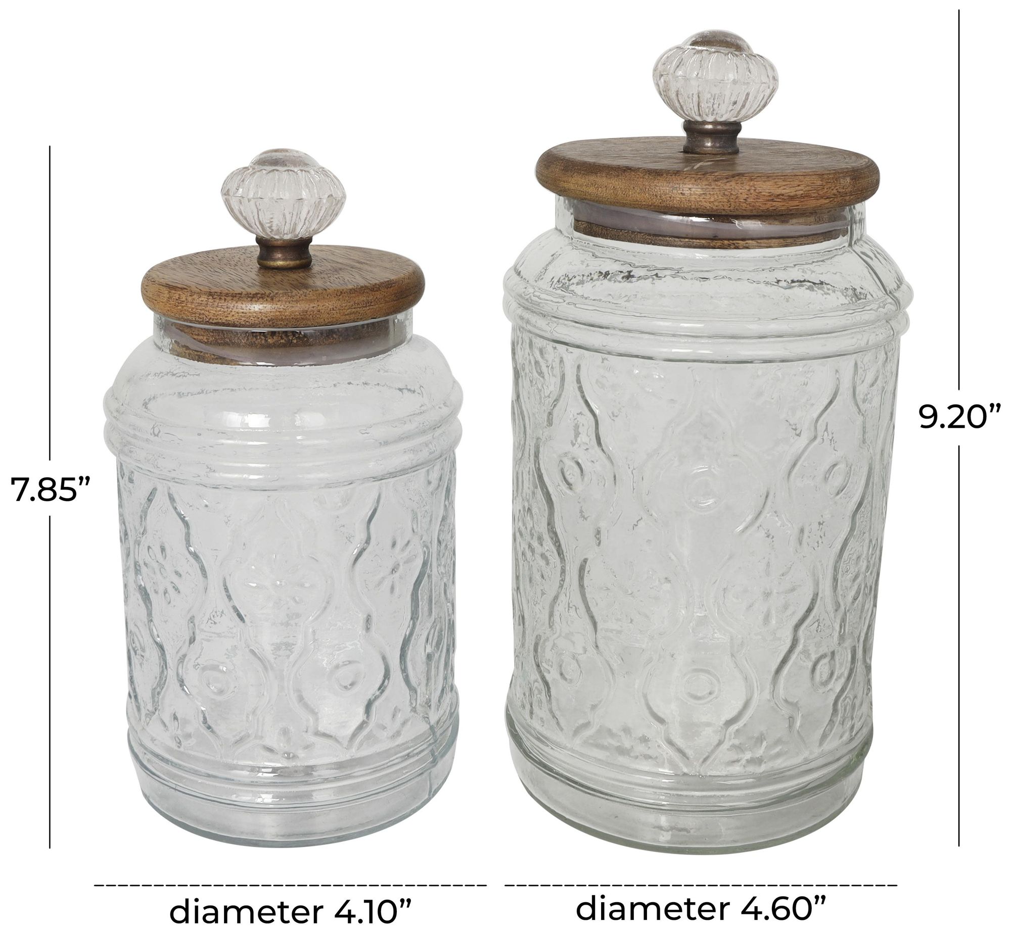 Image 7 Clear Glass Farmhouse Decorative Jars, S/2 9", 8"H more views