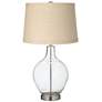 Clear Glass Fillable Burlap Drum Shade Ovo Table Lamp