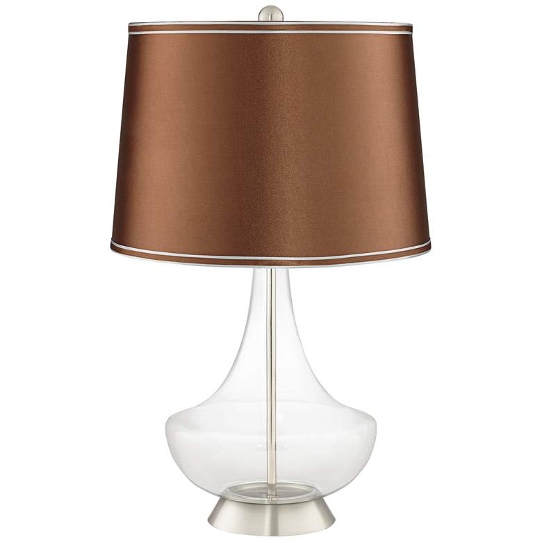 Image 1 Clear Glass Fillable Copper Satin Shade Gillan Table Lamp