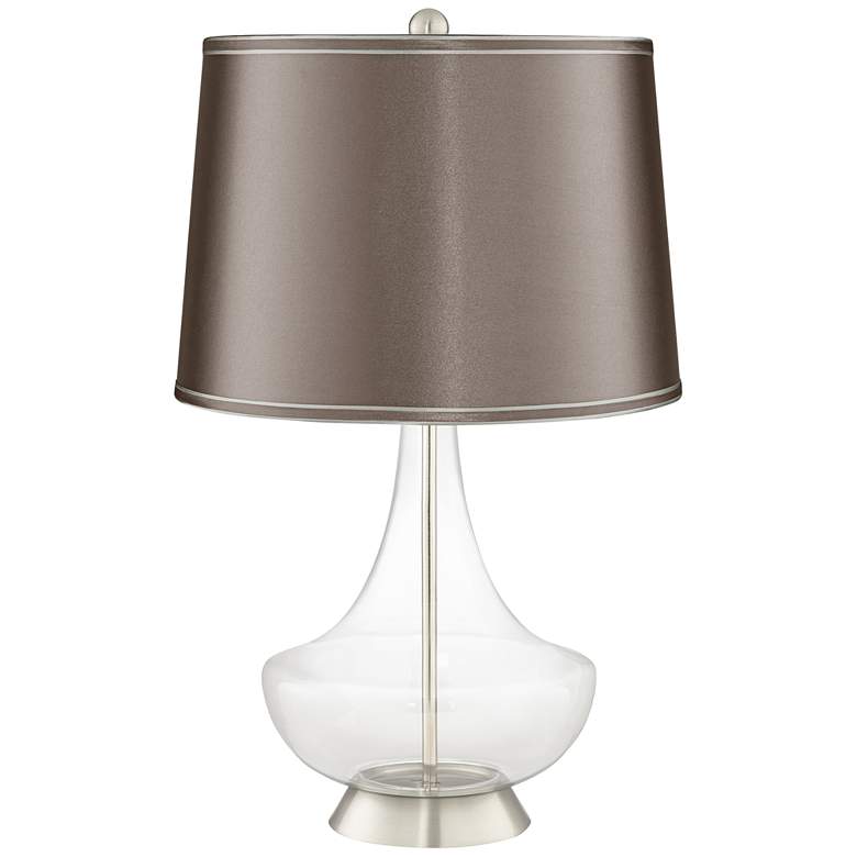 Image 1 Clear Glass Fillable Fawn Satin Shade Gillan Table Lamp