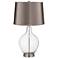 Clear Glass Fillable Fawn Satin Shade Ovo Table Lamp