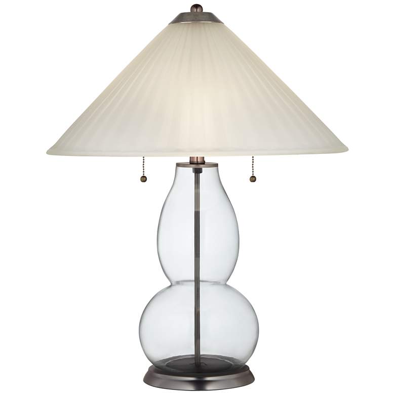 Image 1 Clear Glass Fillable Fulton Table Lamp w/ Fluted Glass Shade