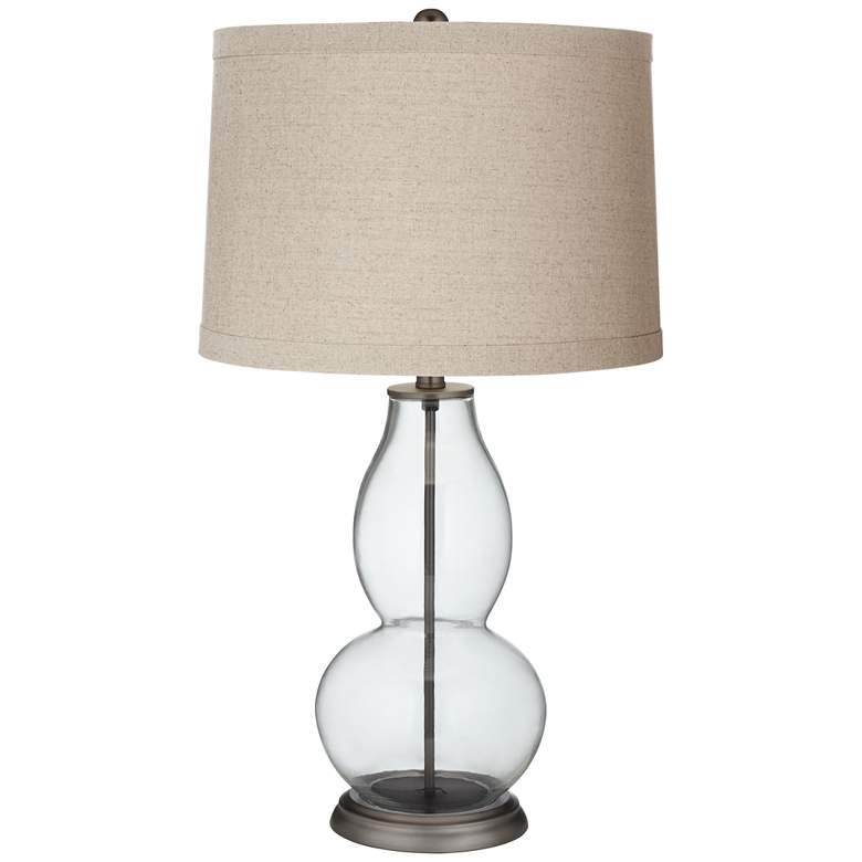 Image 1 Clear Glass Fillable Linen Shade Double Gourd Table Lamp