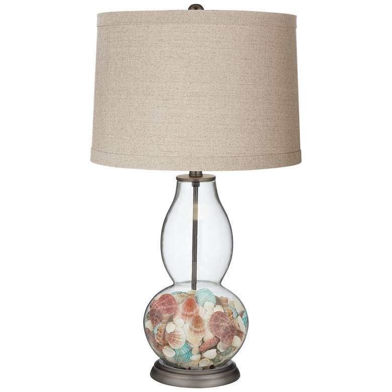 Image 2 Clear Glass Fillable Linen Shade Double Gourd Table Lamp more views