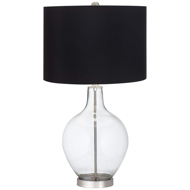 Image 1 Clear Glass Fillable Ovo Table Lamp with Black Shade