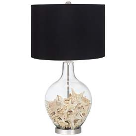 Image2 of Clear Glass Fillable Ovo Table Lamp with Black Shade more views