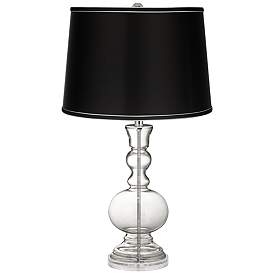 Image1 of Clear Glass Fillable Satin Black Shade Apothecary Table Lamp