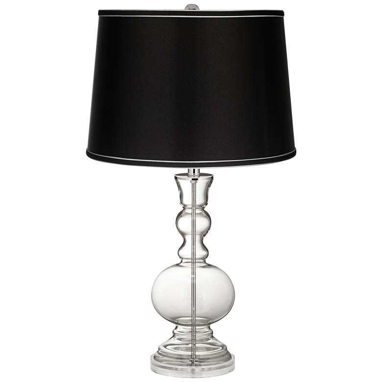 Image 1 Clear Glass Fillable Satin Black Shade Apothecary Table Lamp