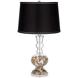 Image2 of Clear Glass Fillable Satin Black Shade Apothecary Table Lamp more views