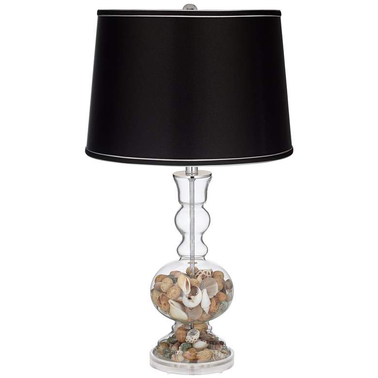 Image 2 Clear Glass Fillable Satin Black Shade Apothecary Table Lamp more views