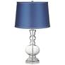Clear Glass Fillable Satin Blue Shade Apothecary Table Lamp