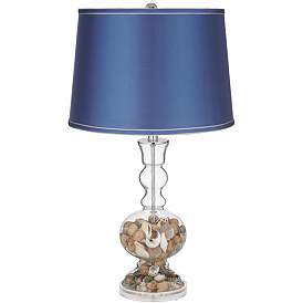 Image2 of Clear Glass Fillable Satin Blue Shade Apothecary Table Lamp more views