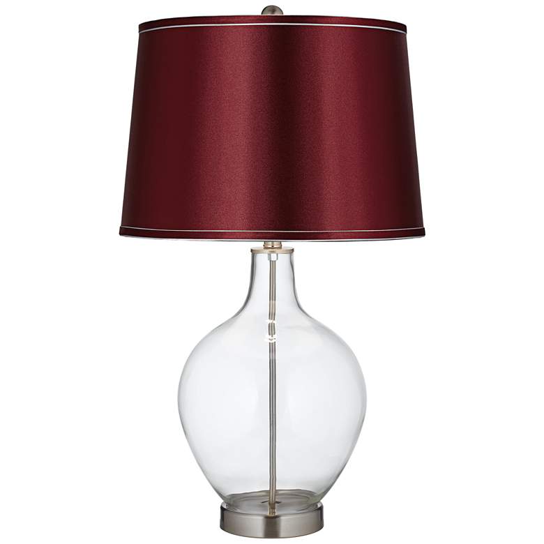 Image 1 Clear Glass Fillable Satin Merlot Shade Ovo Table Lamp