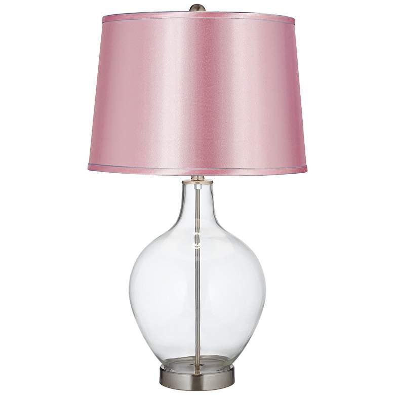 Image 1 Clear Glass Fillable Satin Pale Pink Shade Ovo Table Lamp