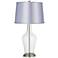 Clear Glass Fillable Satin Periwinkle Shade Anya Table Lamp