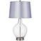 Clear Glass Fillable Satin Periwinkle Shade Ovo Table Lamp